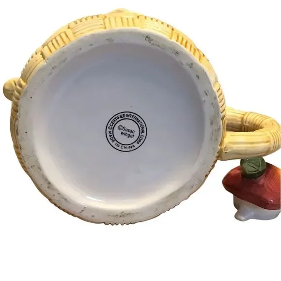 SUSAN WINGET Certified Teapot Ceramic Fruit-Basket Weave Design Approx. 14 x 8 - Picture 9 of 9
